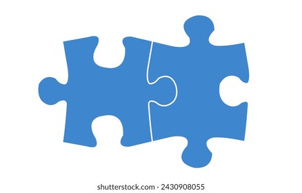 Blue Puzzle Isolated White Background , Vector Illustration