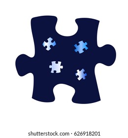 Blue puzzle on the white background.Vector illustration