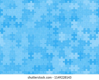 Blue puzzle pieces. Seamless pattern. Vector