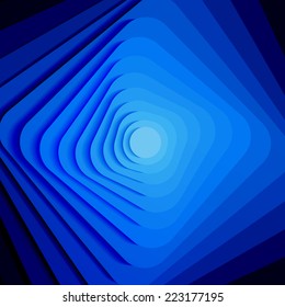 Blue pyramid. Abstract background.