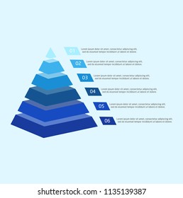 Blue pyramid chart for presentation