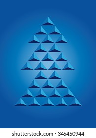 Blue pyramid christmas tree - triangular graphics - vector