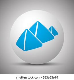 Blue Pyramids icon on white sphere