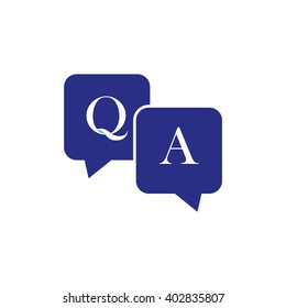 Blue Q&A questions answers vector icon
