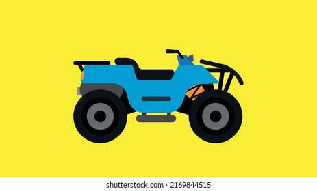 blue quad bike with black wheels