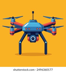 blue quadcopter with camera vector illustration