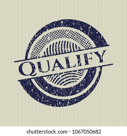 Blue Qualify distress rubber stamp