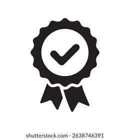 Blue Quality Badge with Check Mark – Certified Approval and Guarantee Symbol. Vector illustration eps 10