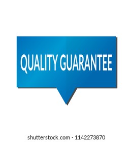 Blue quality guarantee speech bubble on white background