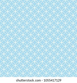 Blue quatrefoil lattice pattern. Seamless vector background.