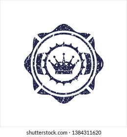 Blue queen crown icon inside grunge style stamp