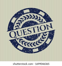 Blue Question distressed rubber grunge stamp