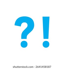 Blue question exclamation mark silhouette icon vector flat design.