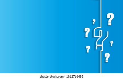 Blue question mark background with text space with shadows. Creative FAQ background with question symbols vector illustration