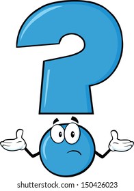 Blue Question Mark Cartoon Character With A Confused Expression