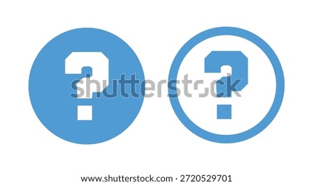 Blue Question Mark Icon Set Flat and Line Art FAQ Symbol Vector Illustration