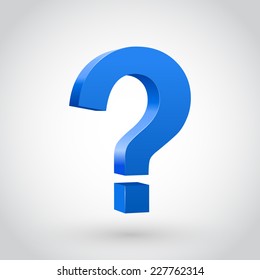 Blue question mark, isolated on white. Vector illustration