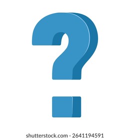Blue Question Mark Isolated on White Background, Symbol of Inquiry and Curiosity
