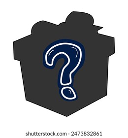 Blue question mark on the silhouette box.
creative question idea concept.