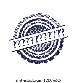 Blue Question Mark rubber seal with grunge texture