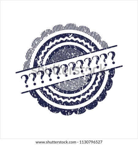 Blue Question Mark rubber seal with grunge texture