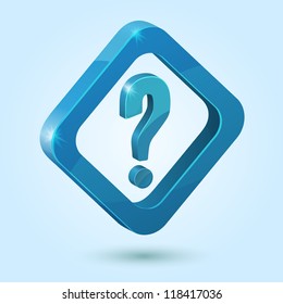 Blue question mark symbol isolated on blue background. This vector icon is fully editable.
