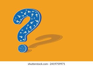 Blue question mark symbol Orange yellow background vector Illustration Volumetric image style long shadow Asking questions concept Ask help Question mark stamp Query important information Copy space ?