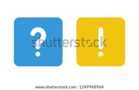 blue question mark and yellow exclamation point, squared vector signs