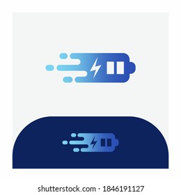 Blue Quick and Fast Charging Battery Logo Vector Icon