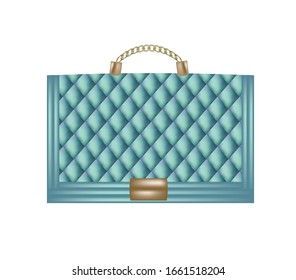 Blue quilted bag, vector illustration