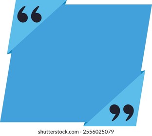 Blue quote box with quotation marks at the corners is providing space for adding text, creating an engaging visual element for testimonials, reviews, or highlighted information