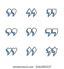 Icono de cita azul con 9 Formas diferentes
