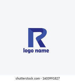 blue R letter logo for template. simple and flat logo design. used for brand and company logos