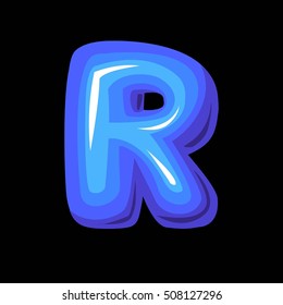 blue r on black