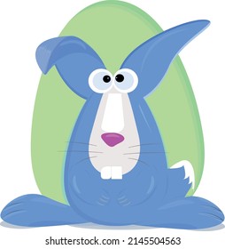 blue rabbit, cartoon, easter bunny with egg