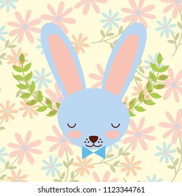 blue rabbit face flowers decoration