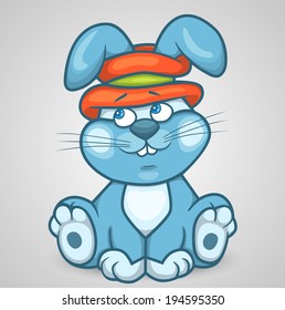 Blue Rabbit in the hat. Vector version