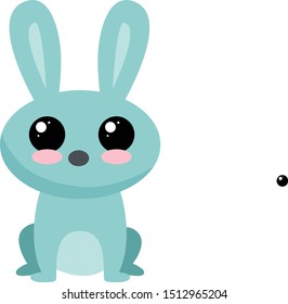 Blue rabbit, illustration, vector on white background.