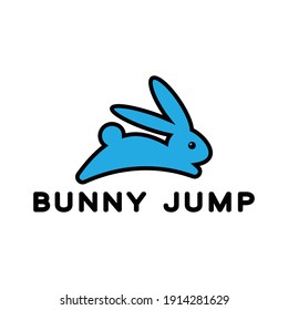 blue rabbit jump logo vector