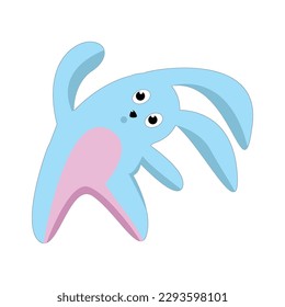 blue rabbit with a pink belly