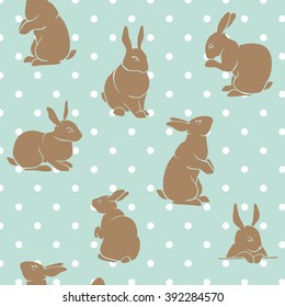 Blue rabbit silhouettes logo, icon and tatoo. Golden bunny for sticker, print, pattern, background, sign, symbol, logotype. Happy easter greeting card. Cute animal set.