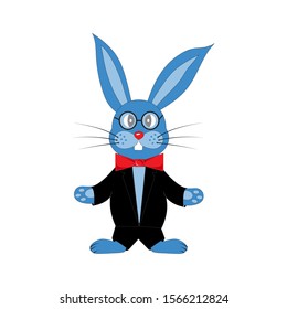 blue rabbit in a tuxedo in vector EPS 10