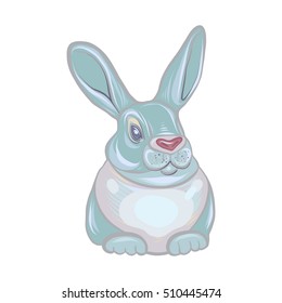 Blue rabbit vector illustration, bunny