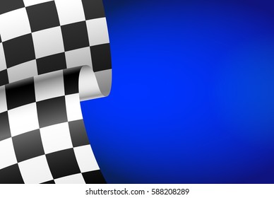 Blue racing background, sport banner. Checker flag. eps10