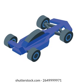 Blue racing car standing still in isometric view