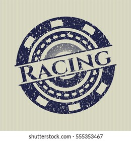 Blue Racing distressed grunge stamp