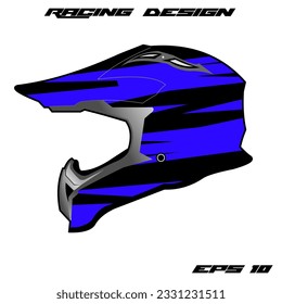 blue racing helmet wrap sticker design and tril helmet