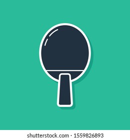 Blue Racket for playing table tennis icon isolated on green background.  Vector Illustration