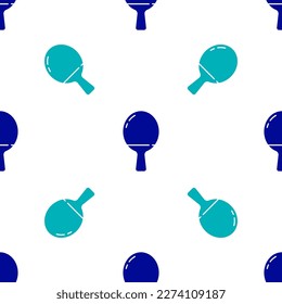 Blue Racket for playing table tennis icon isolated seamless pattern on white background.  Vector Illustration