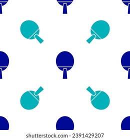 Blue Racket for playing table tennis icon isolated seamless pattern on white background.  Vector